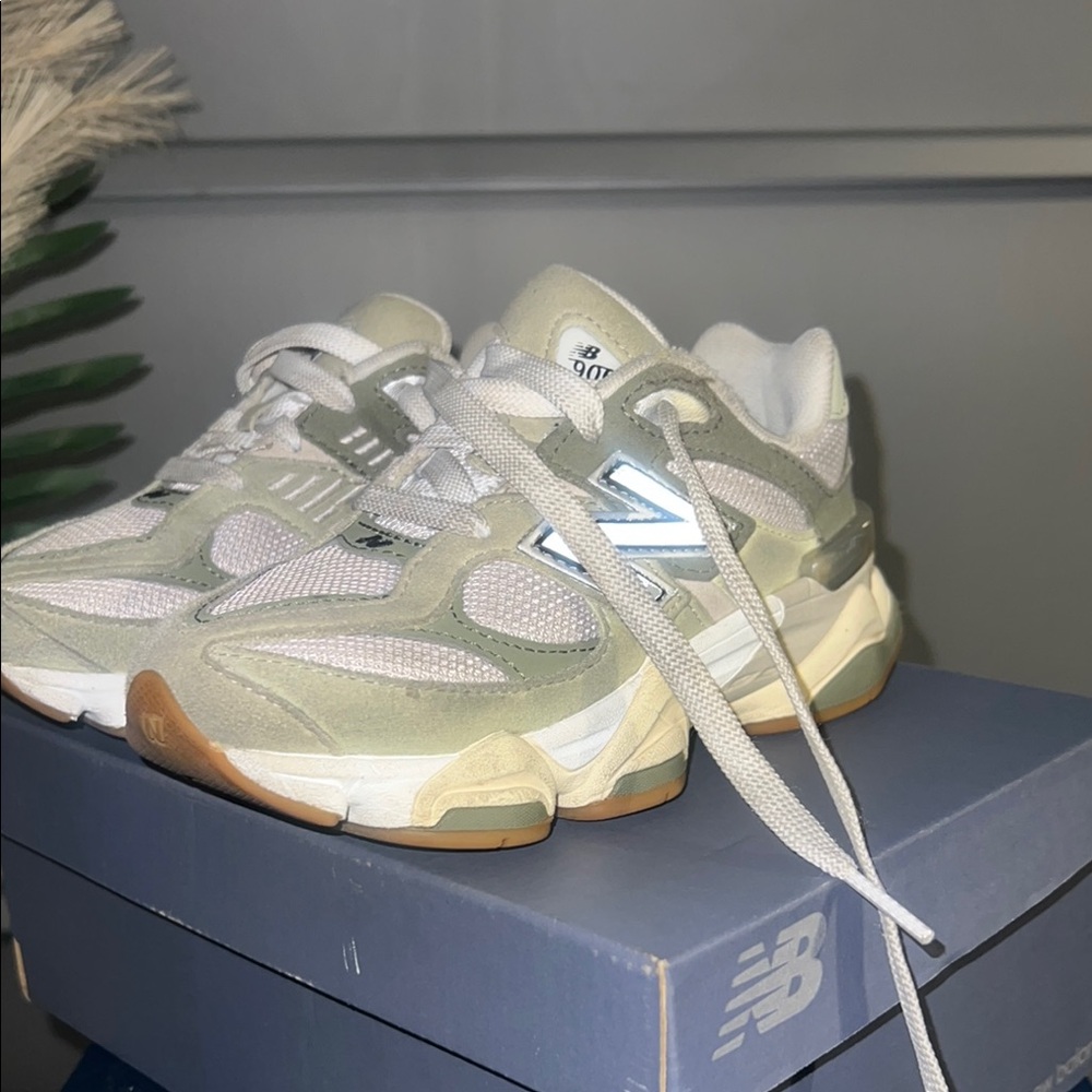 New Balance Cream and Gray Athletic Shoes